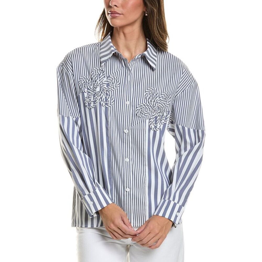 Gracia Womens Stripped Floral Shirt